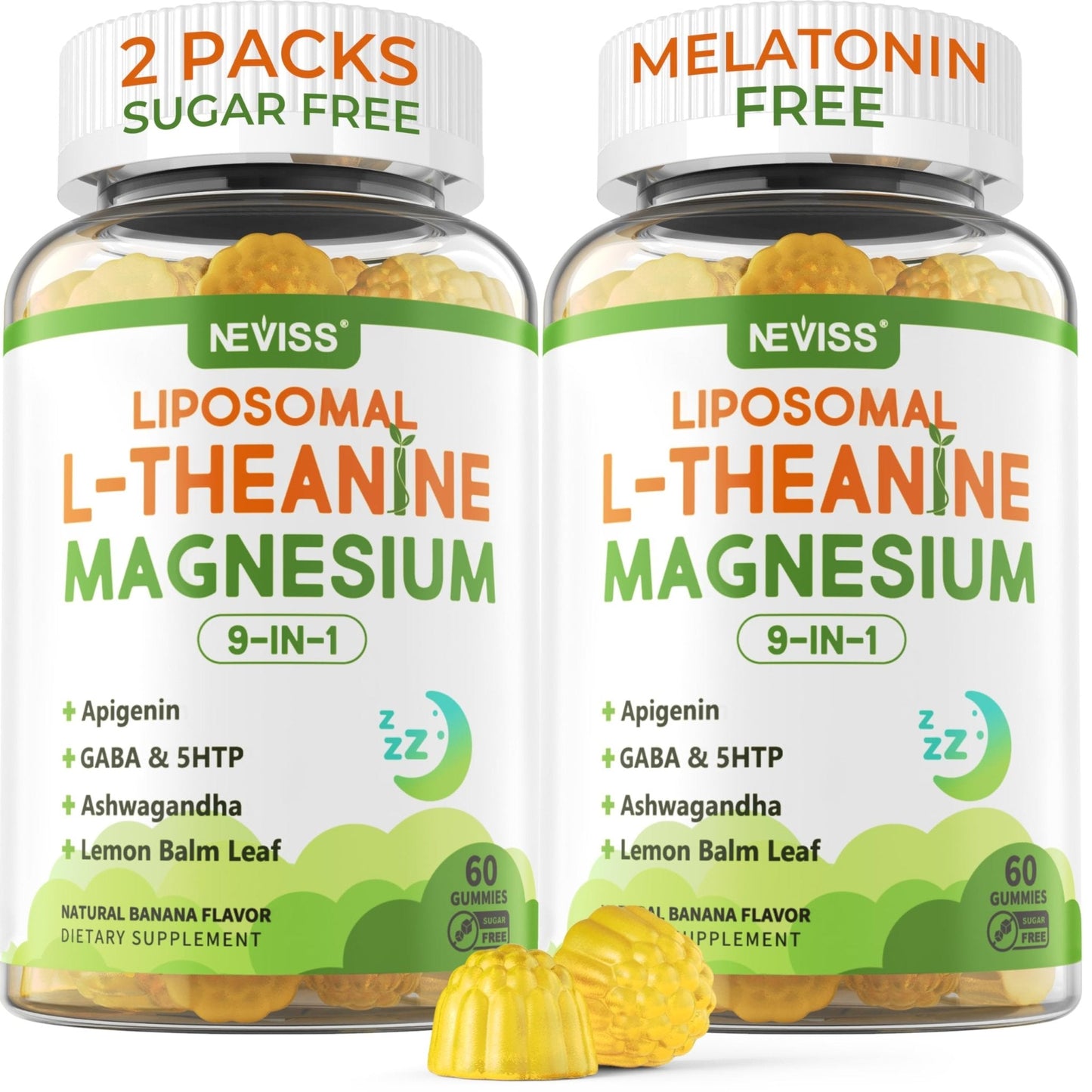 Liposomal L-Theanine 200mg Magnesium Glycinate 400mg Gummies with GABA, 5HTP, Apigenin, Vitamin B6 & D3, Ashwagandha, Lemon Balm Leaf, Melatonin Free Sleep - PrimeBioHealth - canada supplements