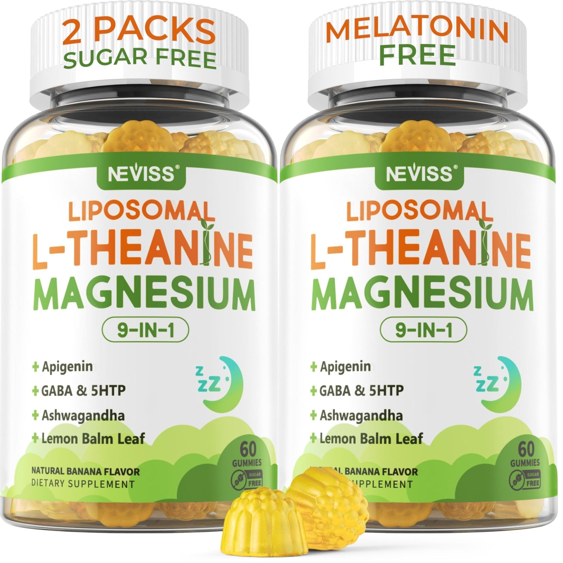 Liposomal L-Theanine 200mg Magnesium Glycinate 400mg Gummies with GABA, 5HTP, Apigenin, Vitamin B6 & D3, Ashwagandha, Lemon Balm Leaf, Melatonin Free Sleep - PrimeBioHealth - canada supplements