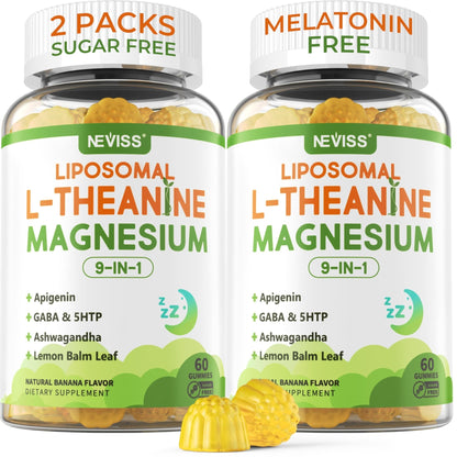 Liposomal L-Theanine 200mg Magnesium Glycinate 400mg Gummies with GABA, 5HTP, Apigenin, Vitamin B6 & D3, Ashwagandha, Lemon Balm Leaf, Melatonin Free Sleep - PrimeBioHealth - canada supplements