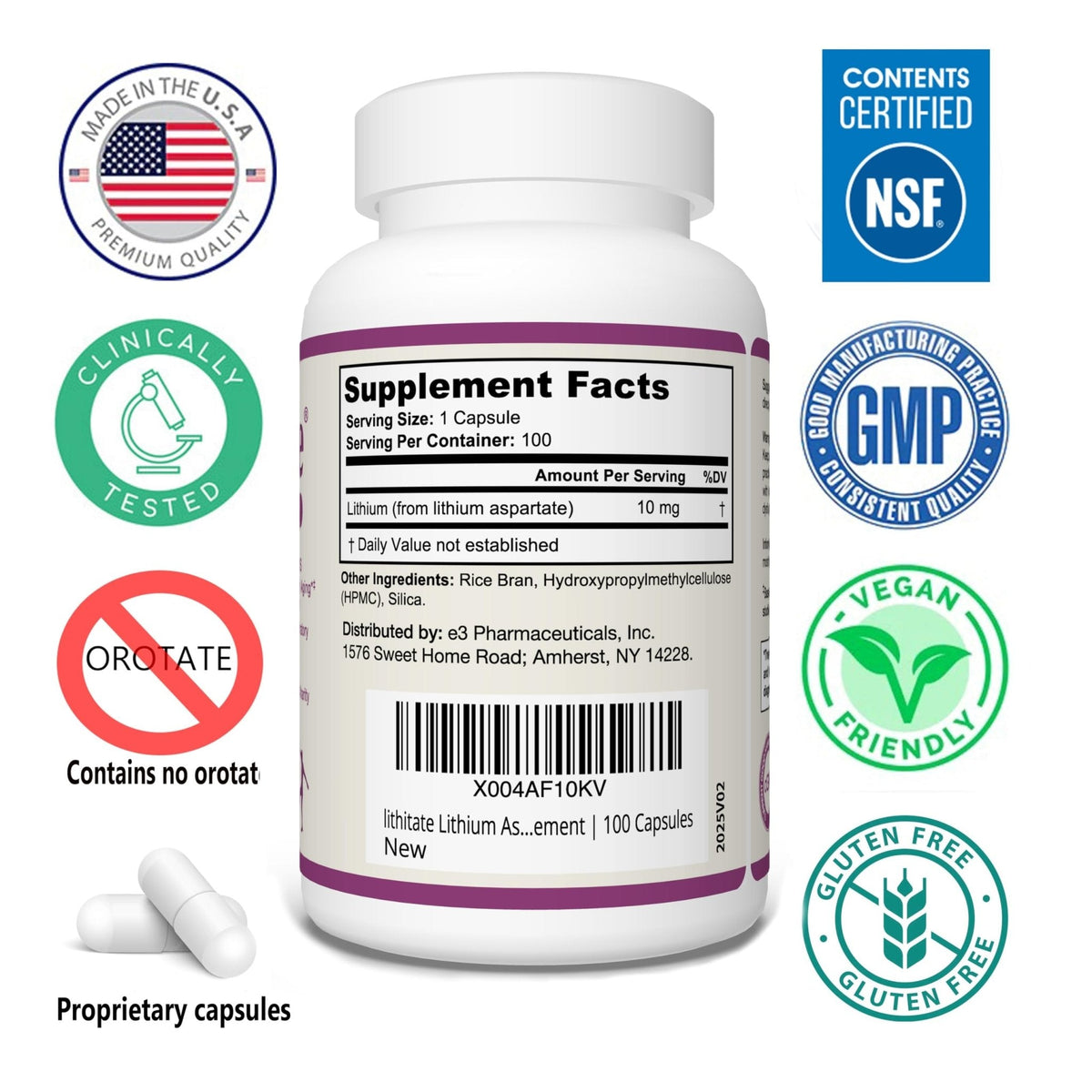 lithitate Lithium Aspartate 10mg | Supports Cognitive Function & Brain Health with Aging | NSF Certified | Promotes Mental Clarity, Healthy Mood & Longevity - PrimeBioHealth - canada supplements