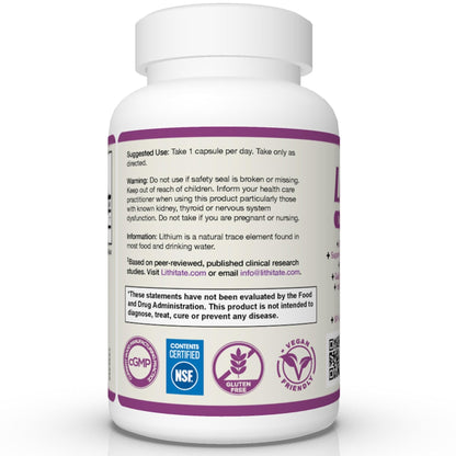 lithitate Lithium Aspartate 10mg | Supports Cognitive Function & Brain Health with Aging | NSF Certified | Promotes Mental Clarity, Healthy Mood & Longevity - PrimeBioHealth - canada supplements