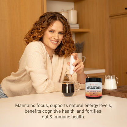 Live Conscious Beyond Brew - Coffee Alternative - Low Caffeine - Mushroom Complex w/Lion’s Mane, Reishi, Cordyceps & Chaga for Sustained Focus, Energy & Immunity - w/Prebiotics & Probiotics - 30 - PrimeBioHealth - canada supplements