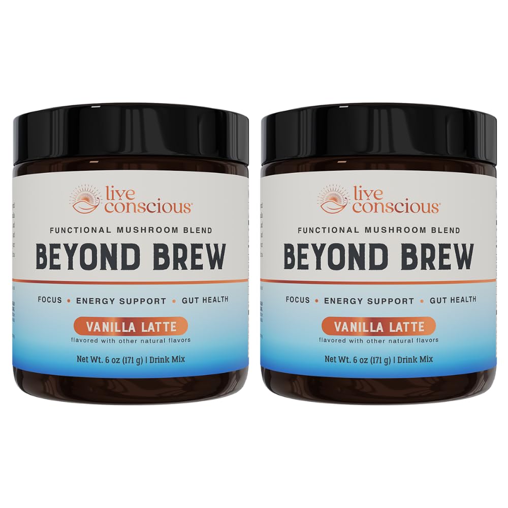 Live Conscious Beyond Brew - Coffee Alternative - Low Caffeine - Mushroom Complex w/Lion’s Mane, Reishi, Cordyceps & Chaga for Sustained Focus, Energy & Immunity - w/Prebiotics & Probiotics - 30 - PrimeBioHealth - canada supplements
