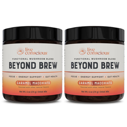 Live Conscious Beyond Brew - Coffee Alternative - Low Caffeine - Mushroom Complex w/Lion’s Mane, Reishi, Cordyceps & Chaga for Sustained Focus, Energy & Immunity - w/Prebiotics & Probiotics - 30 - PrimeBioHealth - canada supplements