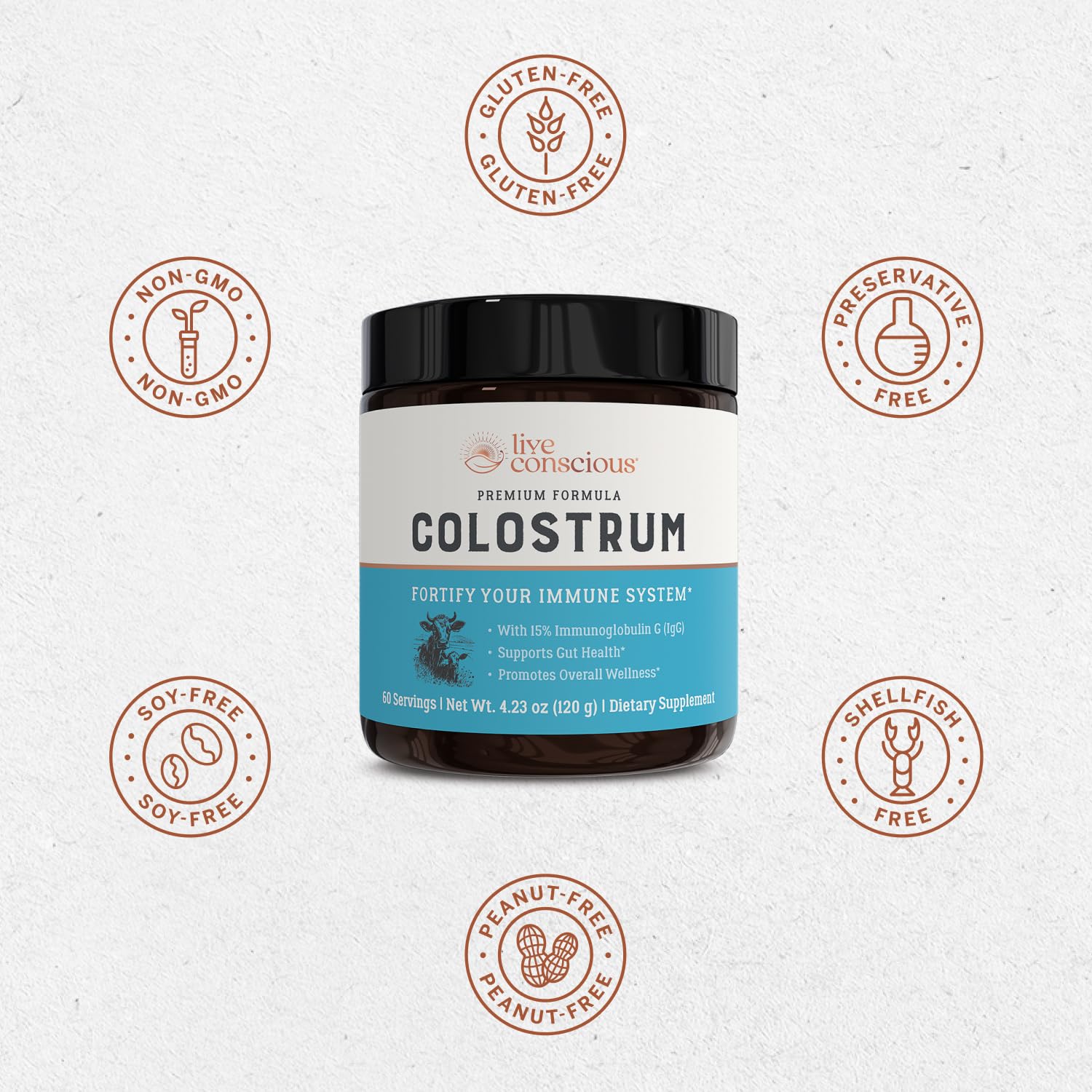 Live Conscious Colostrum Powder - Grass Fed Colostrum Supplement with Lactoferrin for Iron Absorption - Bovine Colostrum an Immune System Supplement - PrimeBioHealth - canada supplements
