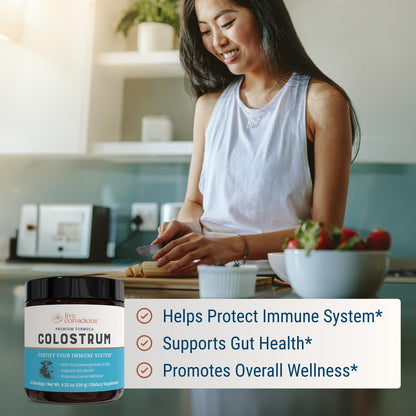 Live Conscious Colostrum Powder - Grass Fed Colostrum Supplement with Lactoferrin for Iron Absorption - Bovine Colostrum an Immune System Supplement - PrimeBioHealth - canada supplements