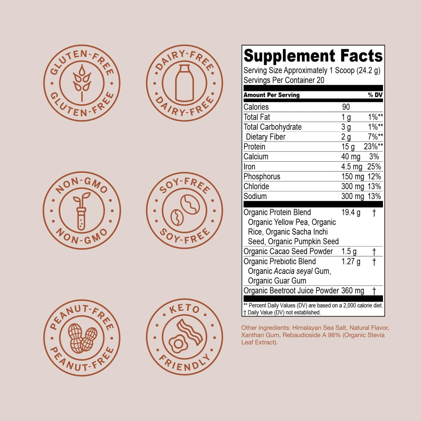 Live Conscious Cosmic Cacao - Organic Vegan Protein Powder, Chocolate Flavor, Plant-Based Blend - Pea Protein, Brown Rice, Pumpkin, Sacha Inchi - 20 Servings, 17 oz - PrimeBioHealth - canada supplements