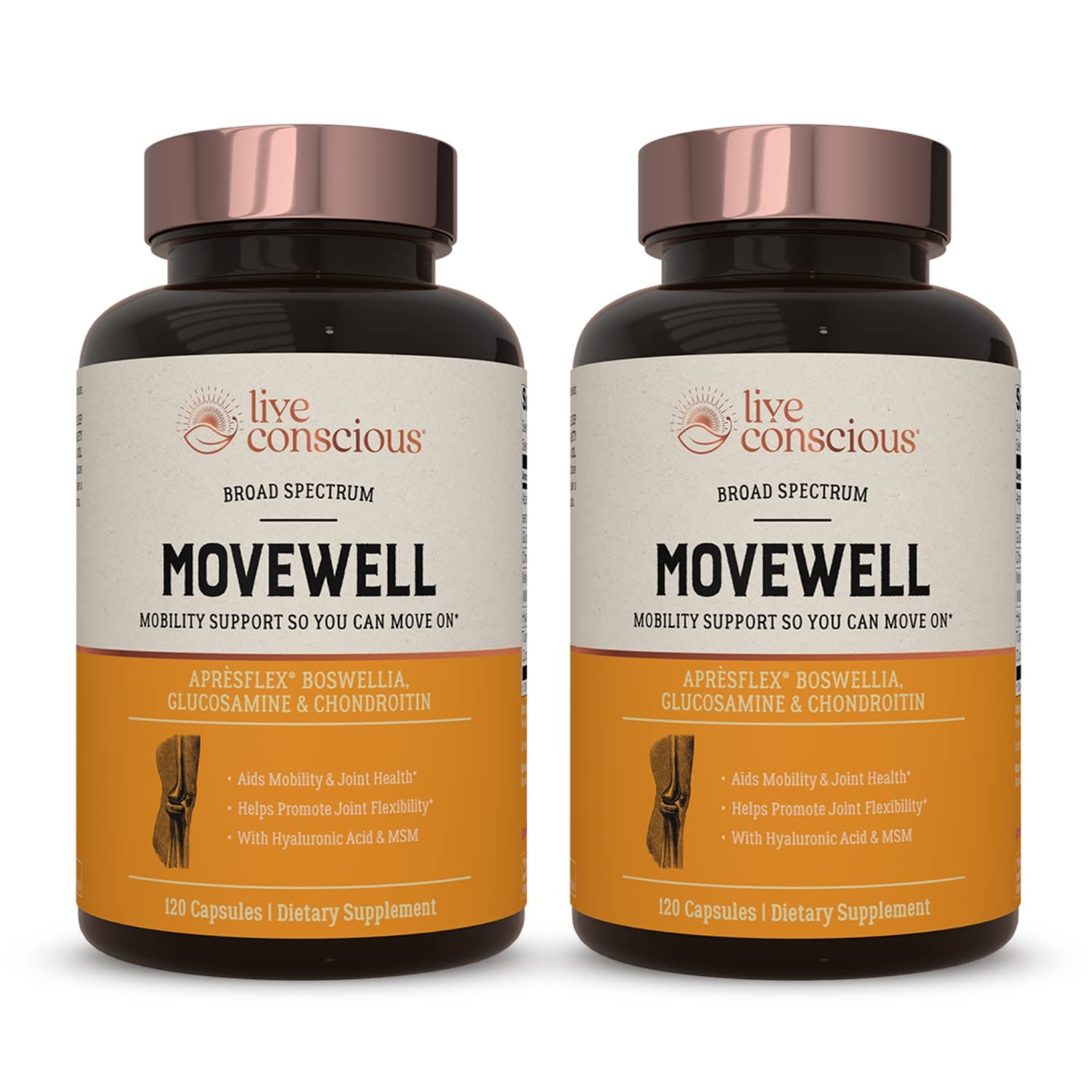 Live Conscious Glucosamine Chondroitin with MSM, Hyaluronic Acid, and More - MoveWell Joint Health Supplement - PrimeBioHealth - canada supplements