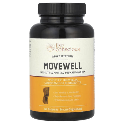 Live Conscious Glucosamine Chondroitin with MSM, Hyaluronic Acid, and More - MoveWell Joint Health Supplement - PrimeBioHealth - canada supplements