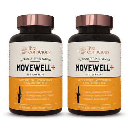 Live Conscious Glucosamine Chondroitin with MSM, Hyaluronic Acid, and More - MoveWell Joint Health Supplement - PrimeBioHealth - canada supplements