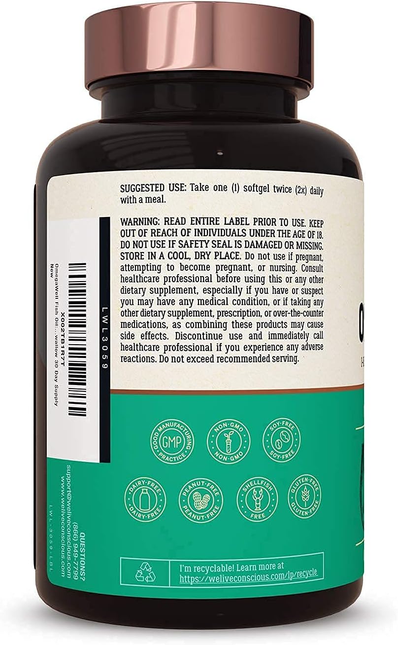 Live Conscious OmegaWell Fish Oil & MagWell Magnesium Zinc & Vitamin D3 | Bone & Heart Health, Immune System Support + Heart, Brain & Joint Support - PrimeBioHealth - canada supplements