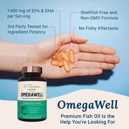 Live Conscious OmegaWell Fish Oil & MagWell Magnesium Zinc & Vitamin D3 | Bone & Heart Health, Immune System Support + Heart, Brain & Joint Support - PrimeBioHealth - canada supplements
