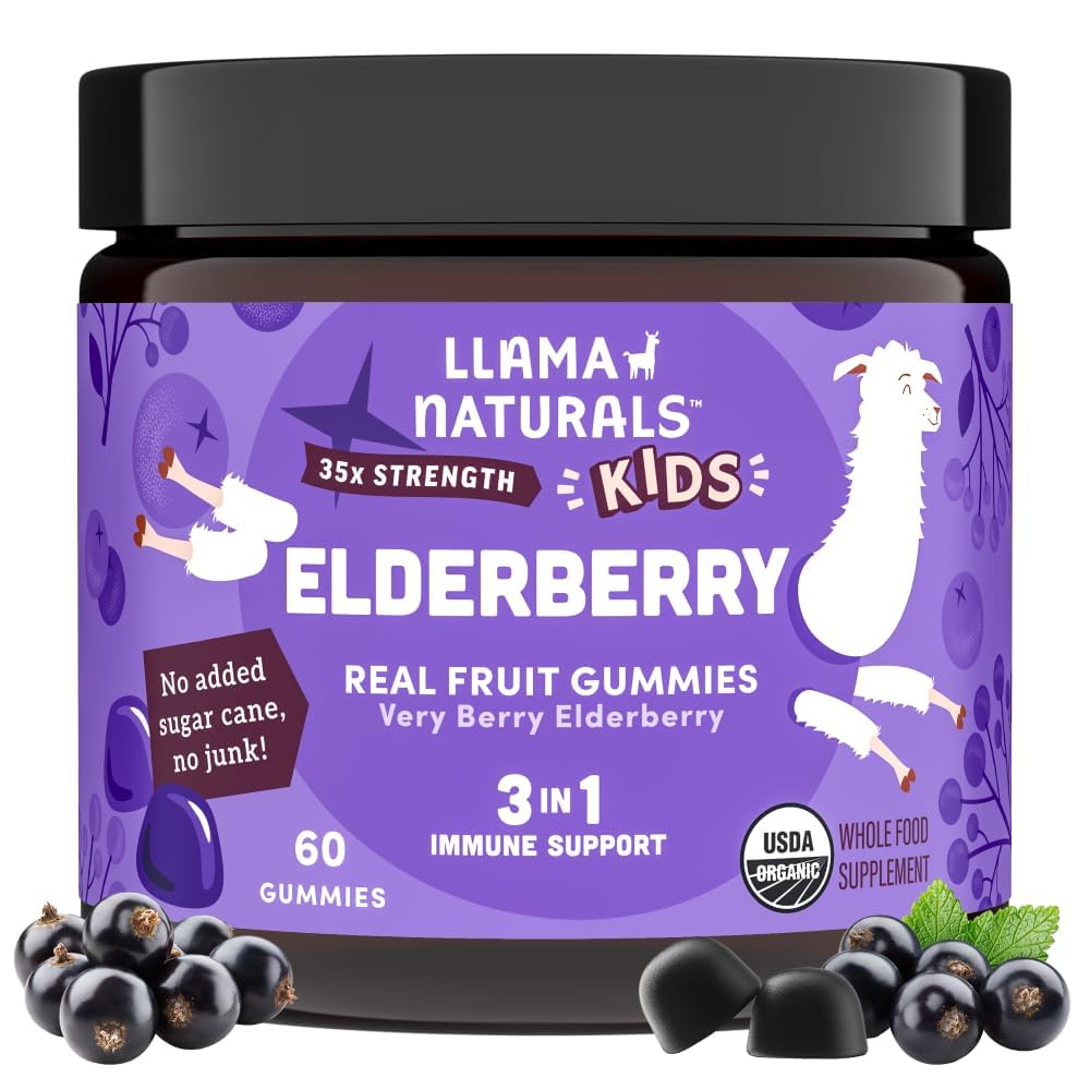 Llama Naturals Elderberry Gummies for Kids, Vegan, Organic Immune Support Supplement with Vitamin C and Zinc, Toddler Real Fruit Gummy Vitamins for Immunity - PrimeBioHealth - canada supplements