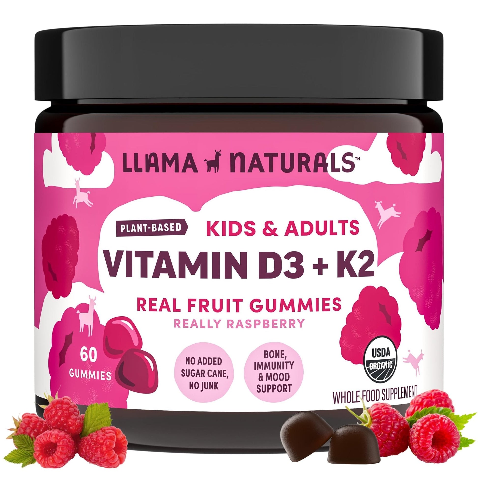 Llama Naturals Vitamin D3, Vegan, Organic Immune Support Supplement, Vitamin D Gummies for Adults and Kids, Real Fruit Gummy Vitamins, Promotes Bone Health - PrimeBioHealth - canada supplements