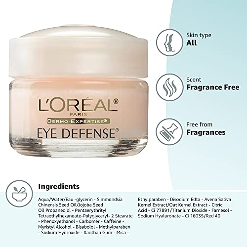 L'Oreal Paris Dermo-Expertise Eye Defense Eye Cream with Caffeine and Hyaluronic Acid 0.5 oz - PrimeBioHealth - canada supplements