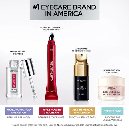 L'Oreal Paris Revitalift Triple Power Anti-Aging Eye Cream, Pro Retinol, Hyaluronic Acid & Vitamin C - PrimeBioHealth - canada supplements