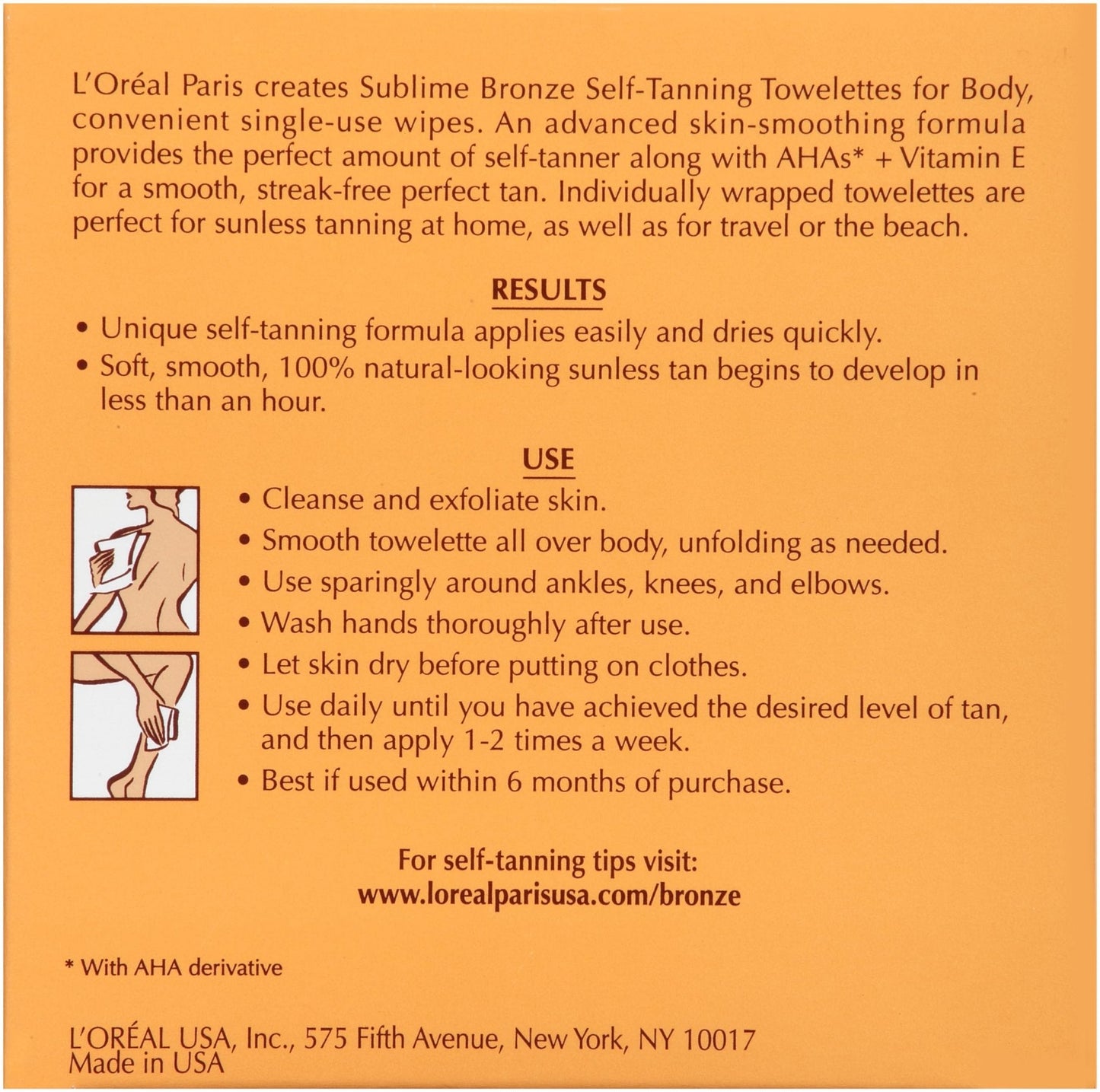 L'Oreal Paris Sublime Bronze Self Tanning Towelettes, Streak-Free, Natural Looking Tan, 6 ct - PrimeBioHealth - canada supplements
