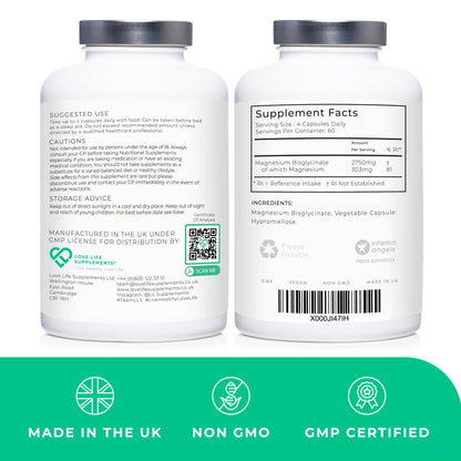 Love Life Supplements Pure Magnesium Glycinate (Bisglycinate), 240 Vegan Capsules, 2 Month Supply, High Strength 300mg Elemental - PrimeBioHealth - canada supplements