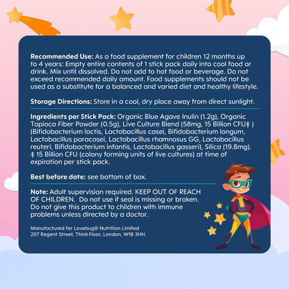 LOVEBUG Kids Probiotic Powder with Prebiotic Fiber - Toddler Immunity Support & Constipation Relief - USDA Organic Probiotics for Childrens Gut & Digestive Health - PrimeBioHealth - canada supplements
