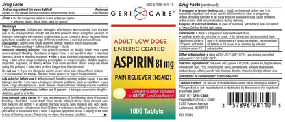 Low dose Baby Aspirin 81mg for Adults. (NSAID) | Made in USA | (Value Pack 1,000 Enteric Coated Tablets)