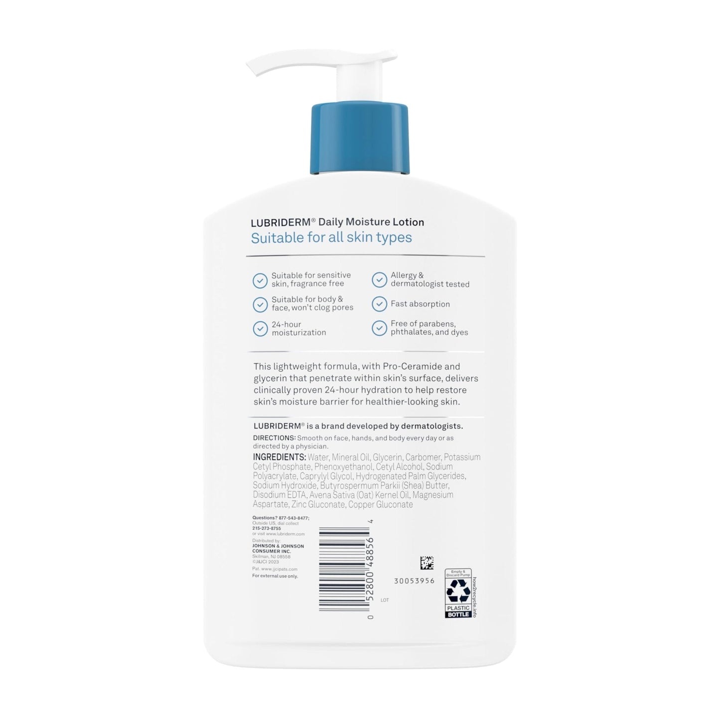Lubriderm Fragrance Free Daily Moisture Lotion + Pro-Ceramide, Shea Butter & Glycerin, Face, Hand & Body Lotion for Sensitive Skin - PrimeBioHealth - canada supplements