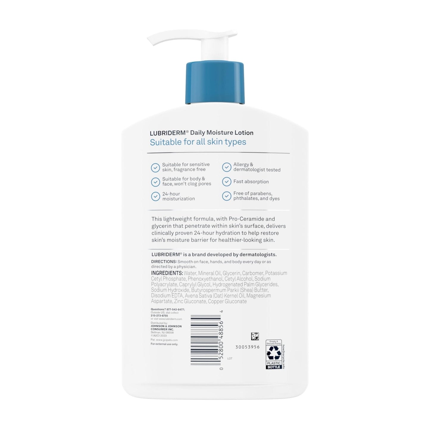 Lubriderm Fragrance Free Daily Moisture Lotion + Pro-Ceramide, Shea Butter & Glycerin, Face, Hand & Body Lotion for Sensitive Skin - PrimeBioHealth - canada supplements
