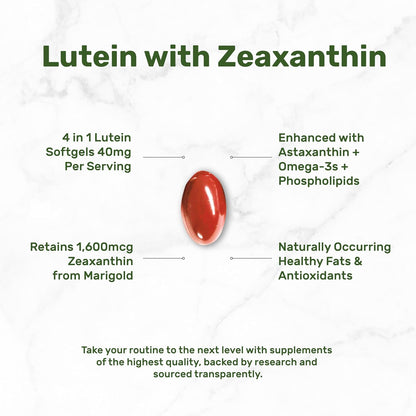 Lutein and Zeaxanthin Supplements, 40mg Per Serving, 300 Softgels – Plus Astaxanthin, Omega-3s, & Phospholipids – Non-GMO - PrimeBioHealth - canada supplements
