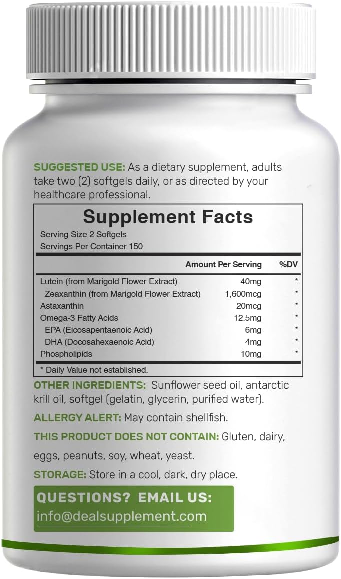 Lutein and Zeaxanthin Supplements, 40mg Per Serving, 300 Softgels – Plus Astaxanthin, Omega-3s, & Phospholipids – Non-GMO - PrimeBioHealth - canada supplements