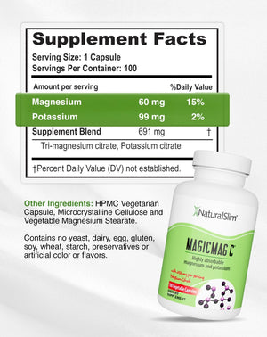 MagicMag C by NaturalSlim, Magnesium Citrate Capsules for Muscle Relaxation, Sleep Quality, Nerve Function & Electrolyte Support, Daily Magnesium Supplement - PrimeBioHealth - canada supplements