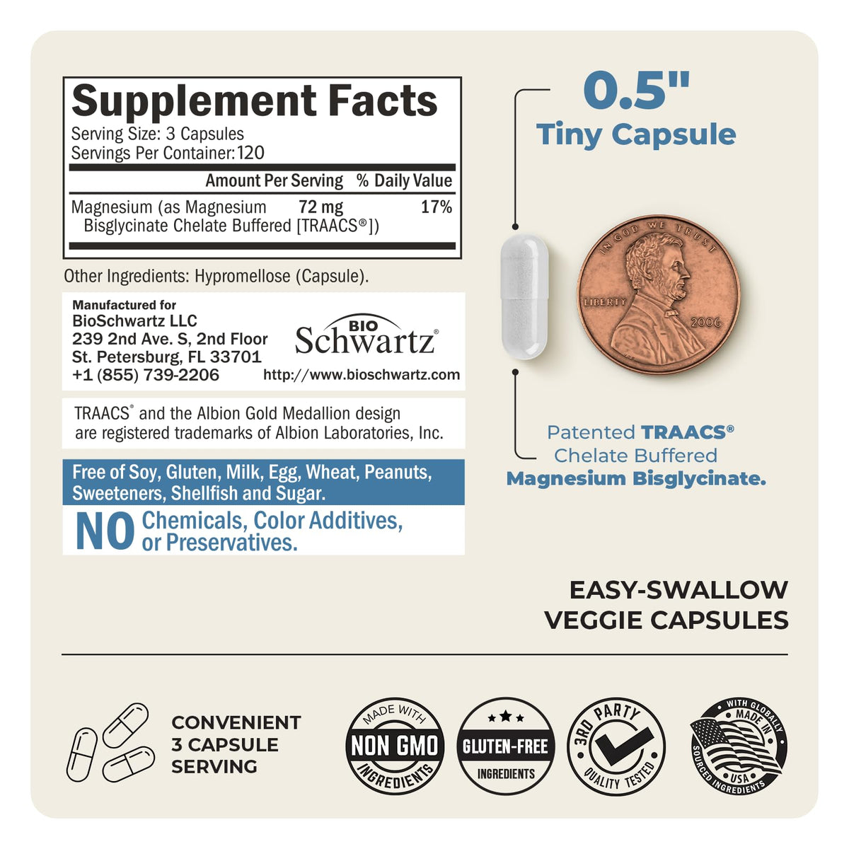 Magnesium Bisglycinate Chelated Supplement - High Absorption Magnesium Glycinate Supplement for Women and Men - Sleep, Muscle, Bone & Joint Support - PrimeBioHealth - canada supplements