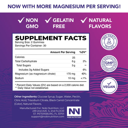 Magnesium Citrate Gummies | Extra Strength for Calm, Relaxation & Digestion | High Absorption Magnesium Gummies for Adults | Vegan, Non-GMO - PrimeBioHealth - canada supplements