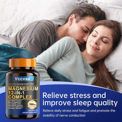 Magnesium Complex 700mg | 12-in-1 High Absorption Supplement | Glycinate, Citrate, Malate, Taurate & More | Sleep Support, Muscle Cramp Relief, Stress, Heart, Bone - PrimeBioHealth - canada supplements