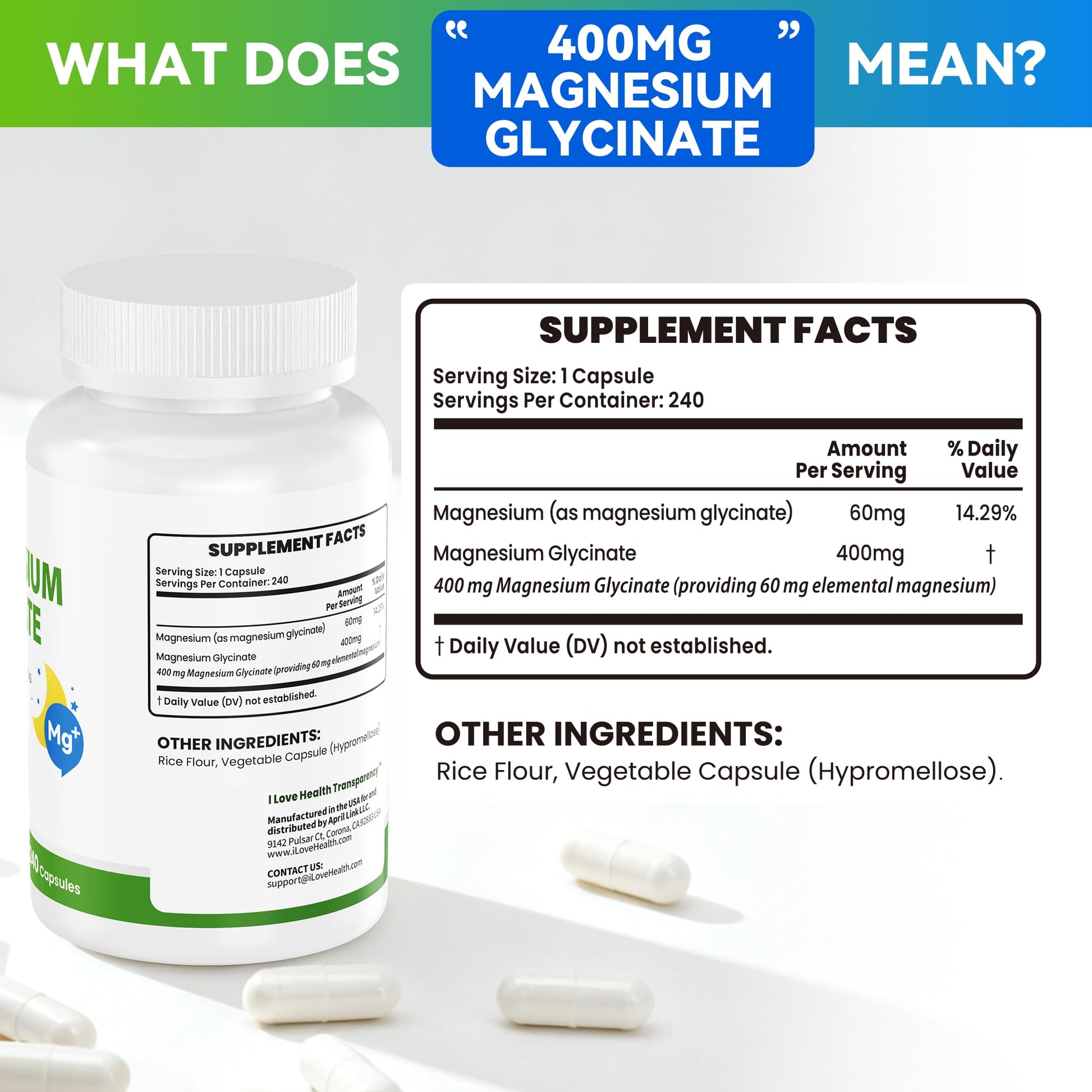 Magnesium Glycinate 400mg per Capsule – 240 Capsules – High Absorption Magnesium Supplement for Relaxation, Calmness & Muscle Support – Gentle on Stomach - PrimeBioHealth - canada supplements
