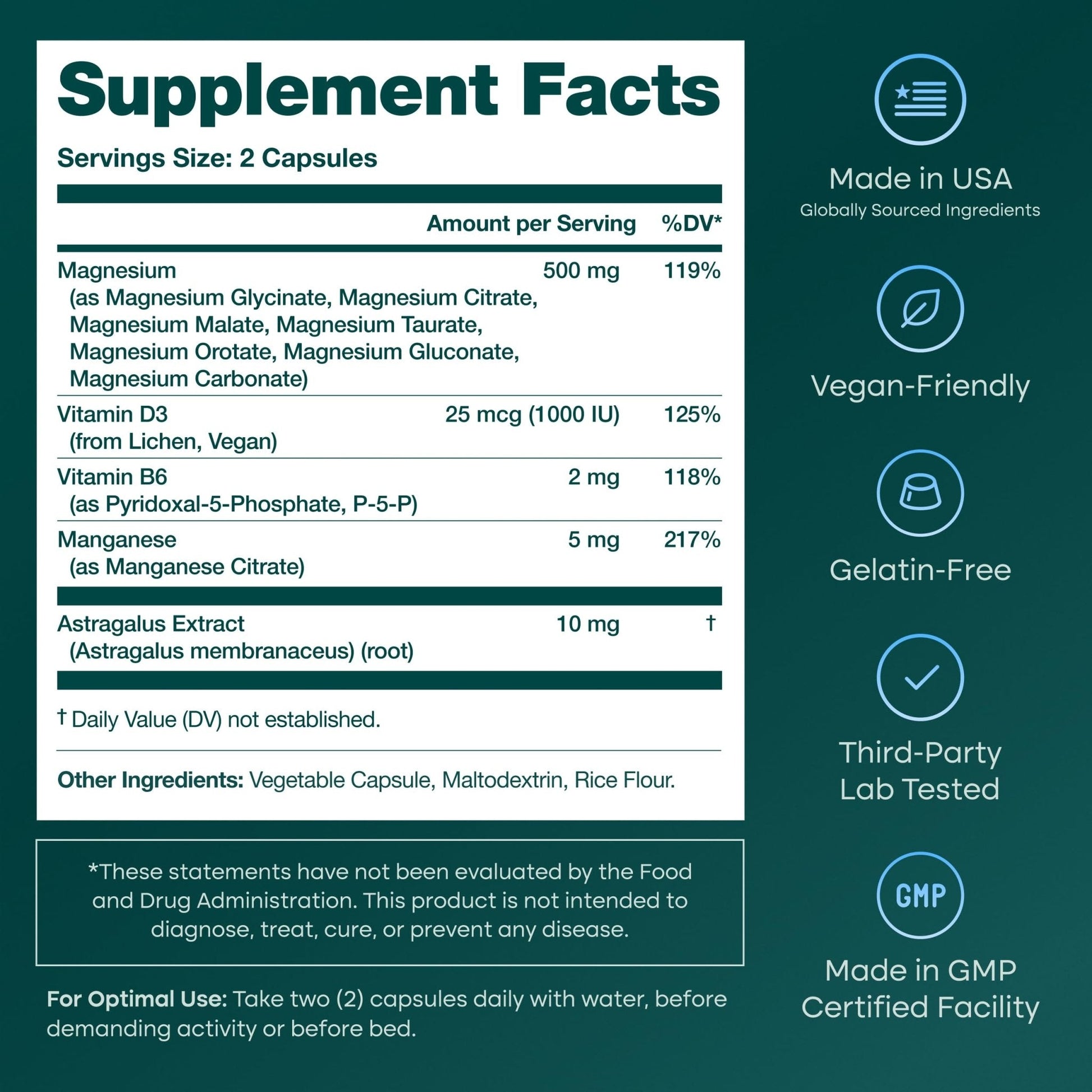 Magnesium Glycinate Complex (7-in-1) 500mg with D3 & B6 P5P - Multi-Form Blend with Glycinate, Citrate, Malate, Taurate, Gluconate, Carbonate, & Orotate - PrimeBioHealth - canada supplements