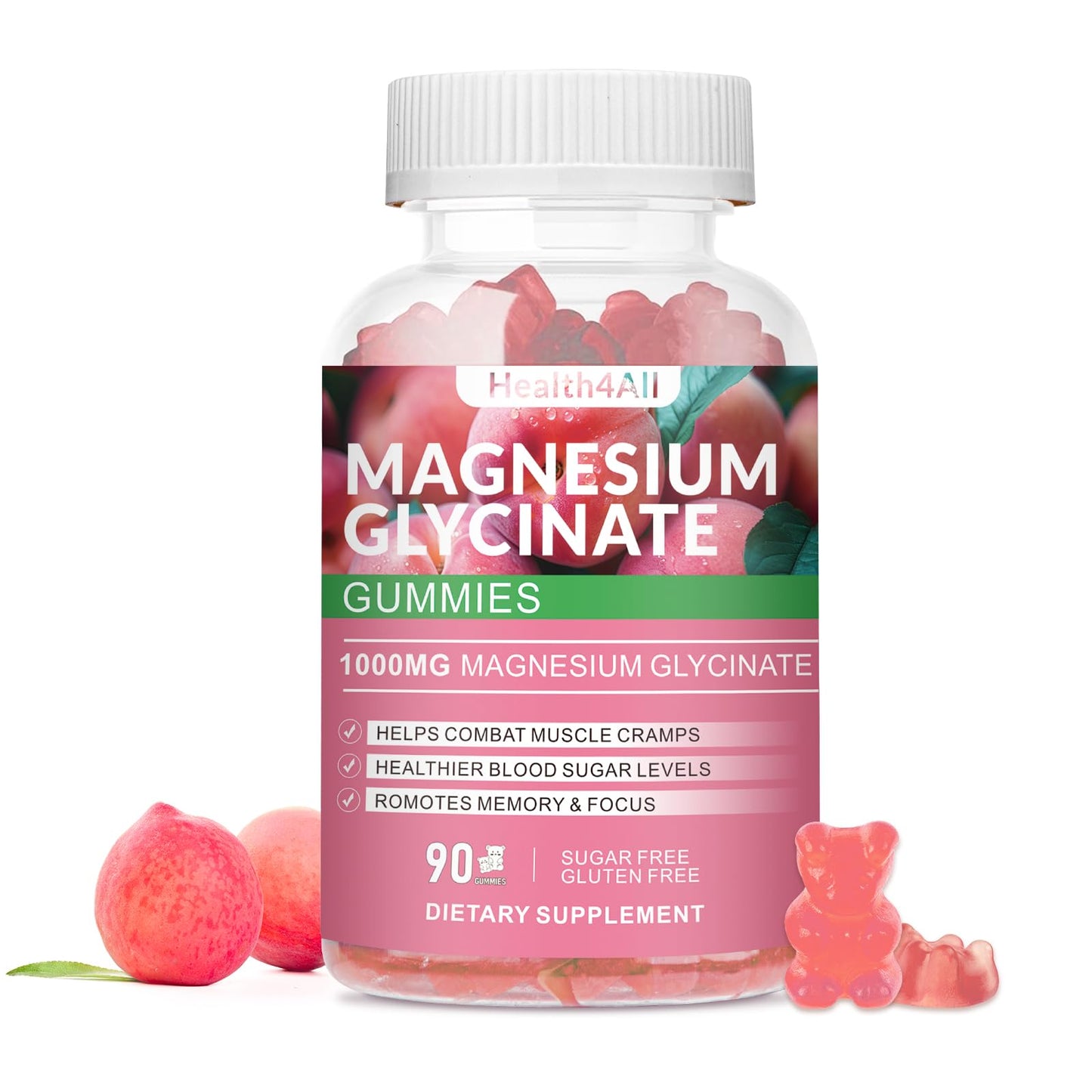 Magnesium Glycinate Gummies 1000mg, High Absorption Sugar Free Magnesium Potassium Supplement for Relaxation - PrimeBioHealth - canada supplements