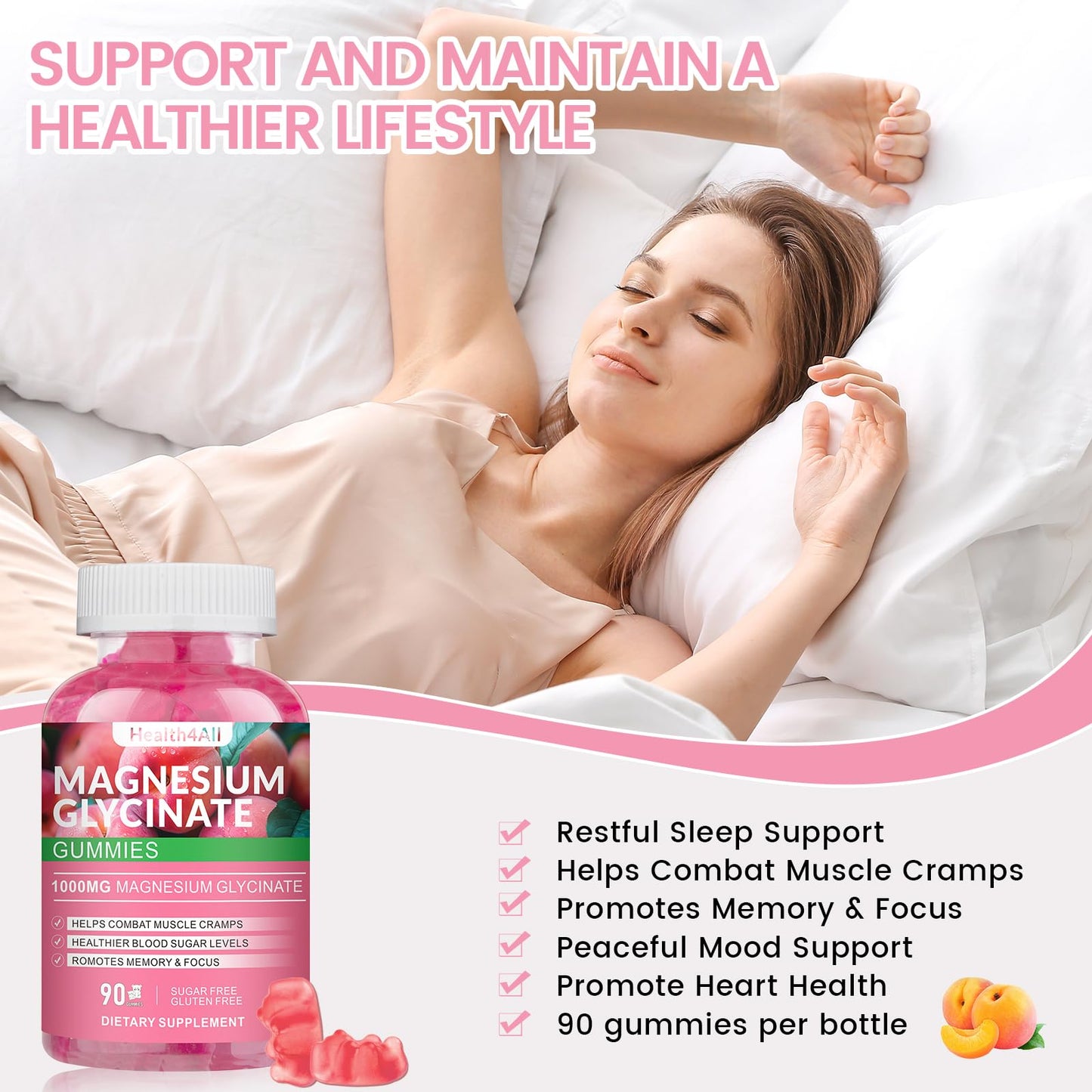 Magnesium Glycinate Gummies 1000mg, High Absorption Sugar Free Magnesium Potassium Supplement for Relaxation - PrimeBioHealth - canada supplements