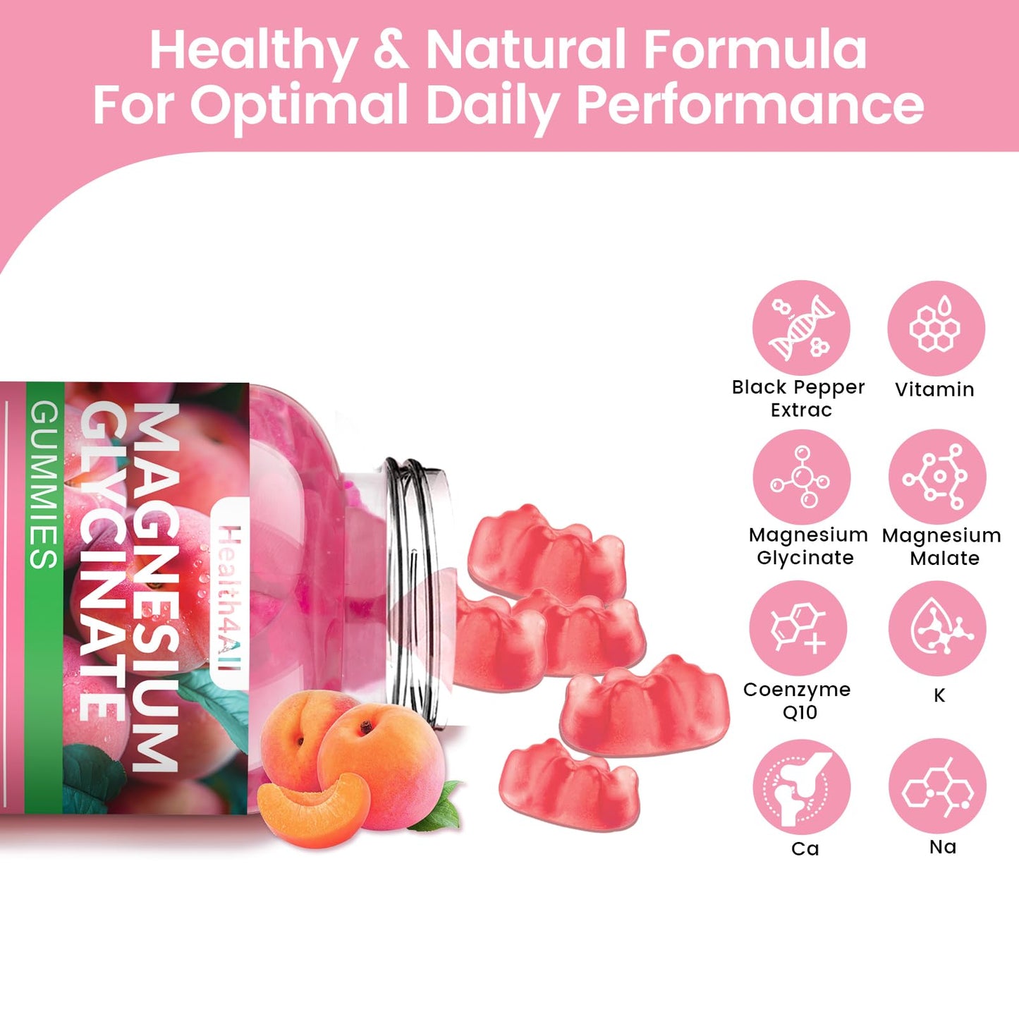 Magnesium Glycinate Gummies 1000mg, High Absorption Sugar Free Magnesium Potassium Supplement for Relaxation - PrimeBioHealth - canada supplements