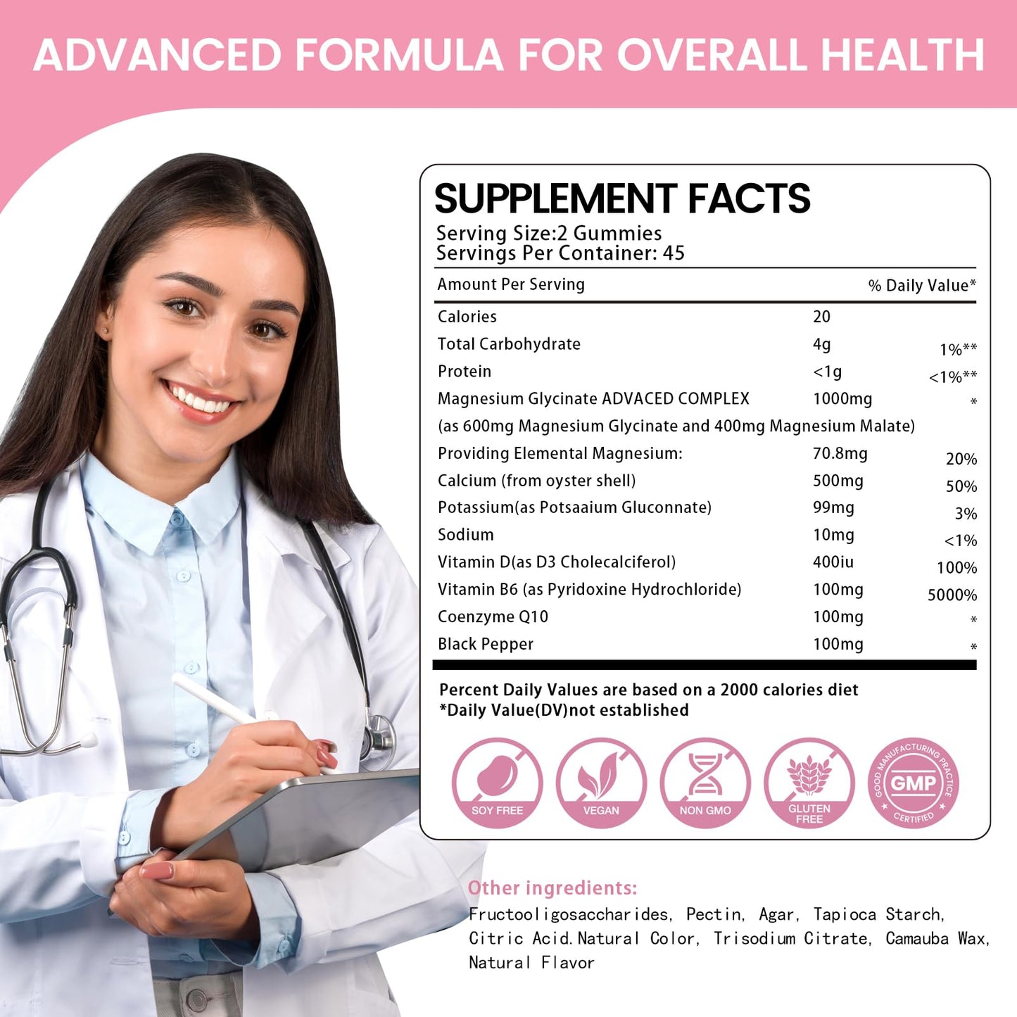 Magnesium Glycinate Gummies 1000mg, High Absorption Sugar Free Magnesium Potassium Supplement for Relaxation - PrimeBioHealth - canada supplements