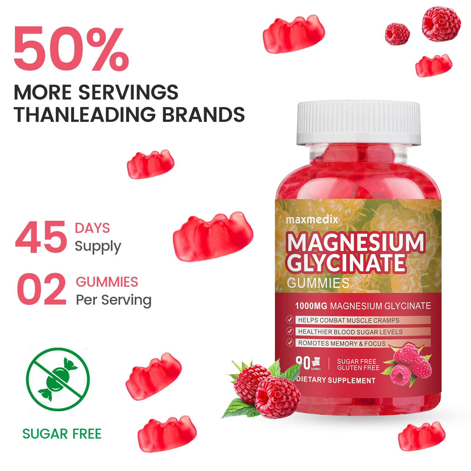 Magnesium Glycinate Gummies 1000mg, Sugar Free Magnesium Potassium Supplements Chewable for Adults with L-Threonate for Sleep - PrimeBioHealth - canada supplements