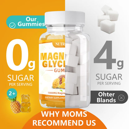 Magnesium Glycinate Gummies 1000mg with Magnesium L-Threonate,Chelated Magnesium Potassium Complex Supplement with VitD, B6, CoQ10, Calcium,Supports for Memory, Calm, - PrimeBioHealth - canada supplements