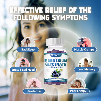Magnesium Glycinate Gummies 1000mg with Magnesium L-Threonate,Chelated Magnesium Potassium Complex Supplement with VitD, B6, CoQ10, Calcium,Supports for Memory - PrimeBioHealth - canada supplements