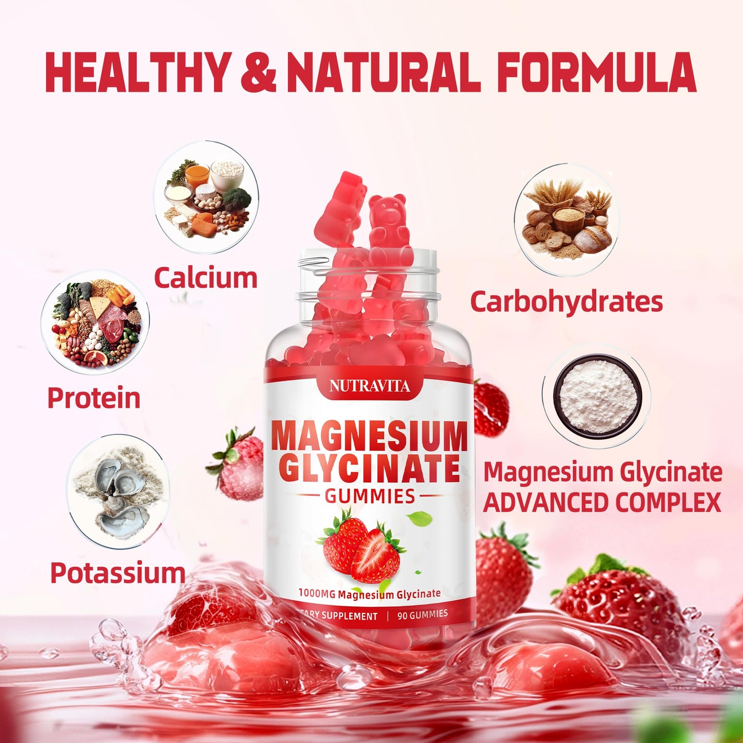 Magnesium Glycinate Gummies 1000mg with Magnesium L-Threonate,Chelated Magnesium Potassium Complex Supplement with VitD, B6, CoQ10, Calcium,Supports for Memory - PrimeBioHealth - canada supplements