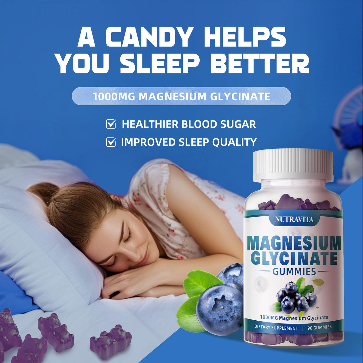 Magnesium Glycinate Gummies 1000mg with Magnesium L-Threonate,Chelated Magnesium Potassium Complex Supplement with VitD, B6, CoQ10, Calcium,Supports for Memory - PrimeBioHealth - canada supplements