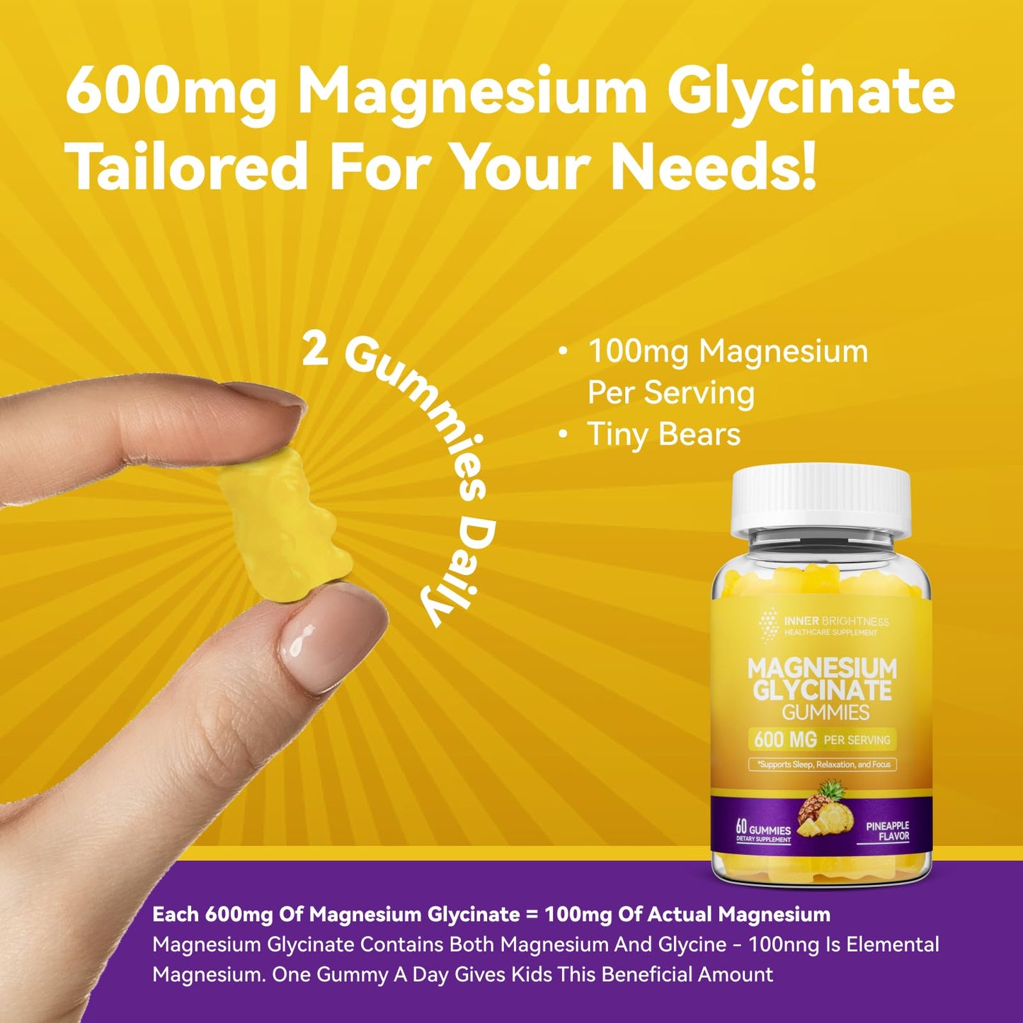 Magnesium Glycinate Gummies 600mg, Non-GMO, Gluten-Free, Magnesium Gummies for Adults & Kids, Sleep, Relaxation & Focus - PrimeBioHealth - canada supplements