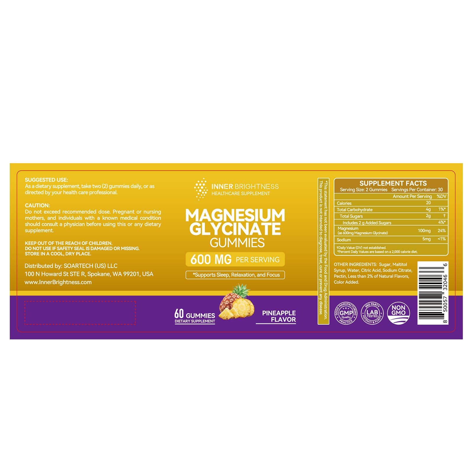 Magnesium Glycinate Gummies 600mg, Non-GMO, Gluten-Free, Magnesium Gummies for Adults & Kids, Sleep, Relaxation & Focus - PrimeBioHealth - canada supplements