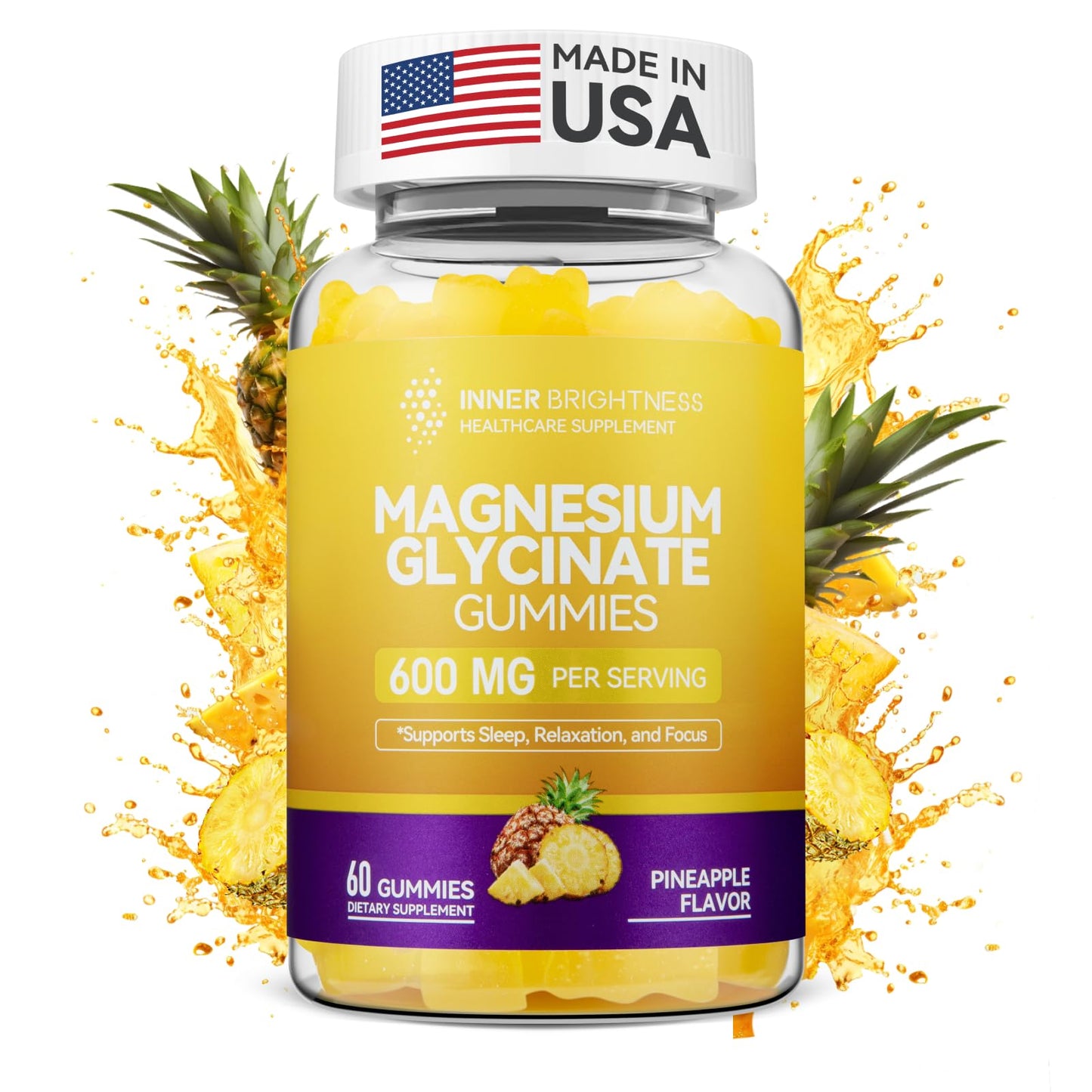 Magnesium Glycinate Gummies 600mg, Non-GMO, Gluten-Free, Magnesium Gummies for Adults & Kids, Sleep, Relaxation & Focus - PrimeBioHealth - canada supplements