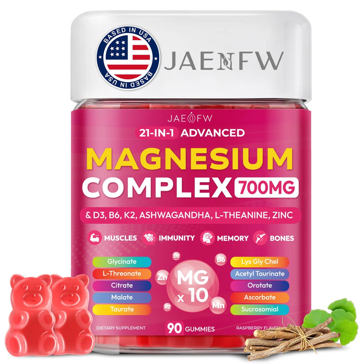 Magnesium Glycinate Gummies 700MG - 21-in-1 Advanced Magnesium Supplement with Ashwagandha, L-Theanine, Zinc, Vitamin - Sugar Free Magnesium Gummies for zzZ - PrimeBioHealth - canada supplements