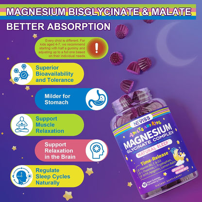 Magnesium Glycinate Gummies for Adults & Kids 4+, Sugar Free Magnesium Bisglycinate Supplement 400/200mg with B6D3, L-Theanine for Sleep & Relaxation, Brain, Muscle, Melatonin Free Gummies,2Pack - PrimeBioHealth - canada supplements