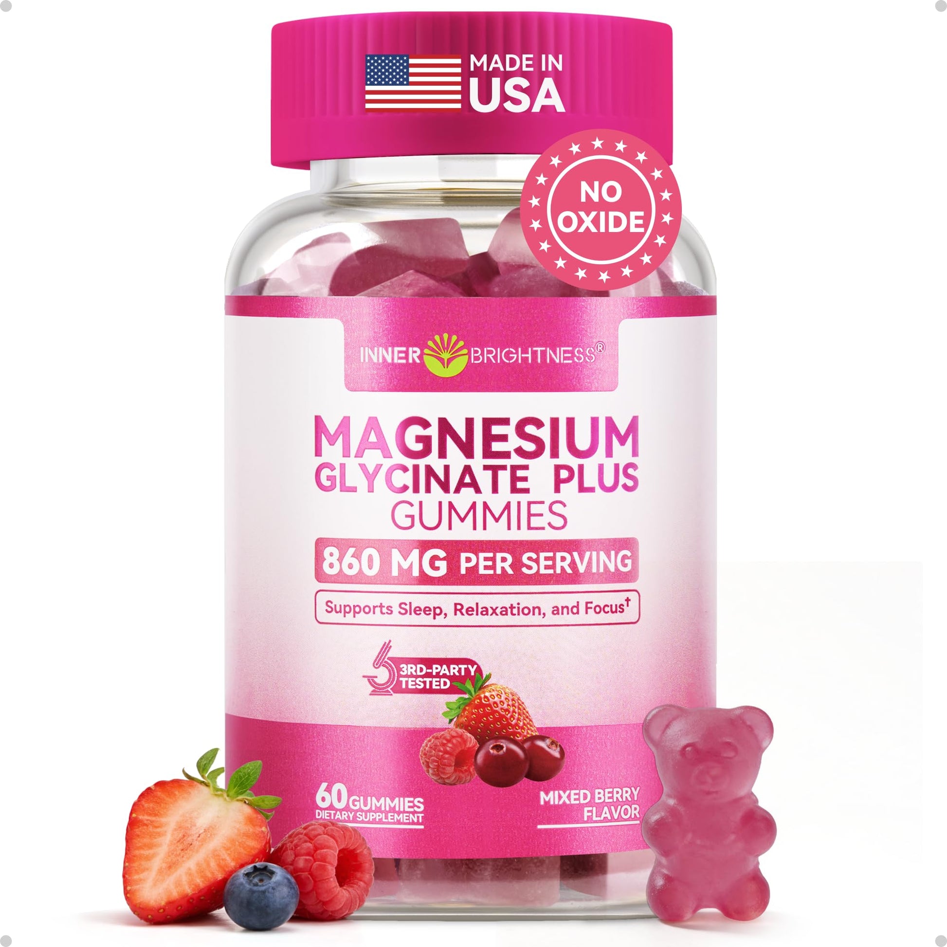 Magnesium Glycinate Plus Gummies 860mg, Sugar-Free, Non-GMO, Gluten-Free, Magnesium Gummies for Adults & Kids, Sleep - PrimeBioHealth - canada supplements