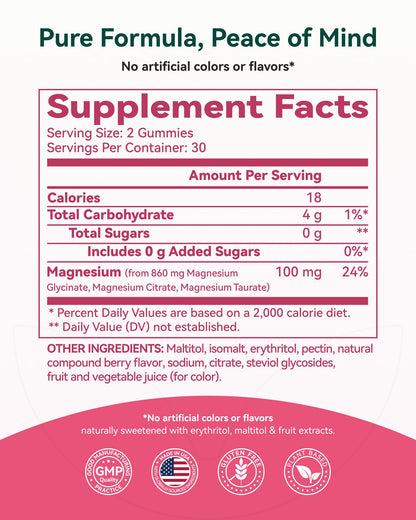 Magnesium Glycinate Plus Gummies 860mg, Sugar-Free, Non-GMO, Gluten-Free, Magnesium Gummies for Adults & Kids, Sleep - PrimeBioHealth - canada supplements